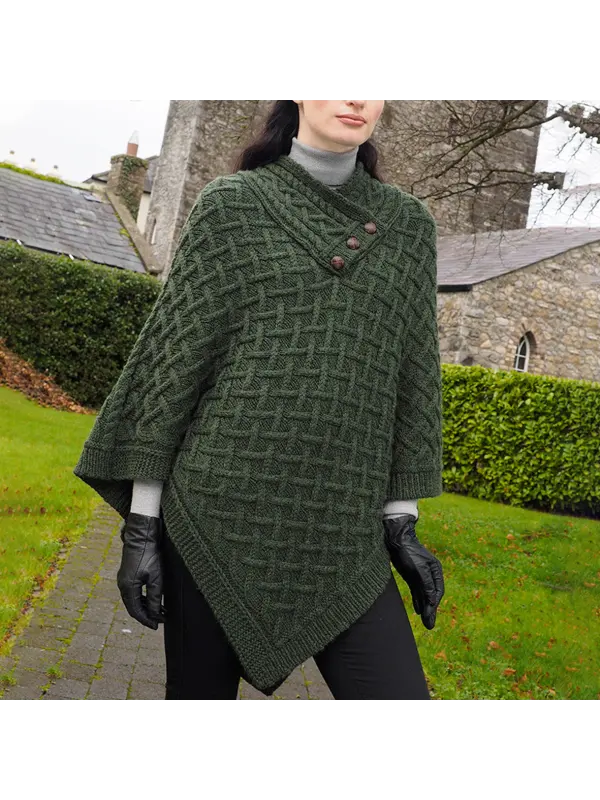 Women's Super Soft Lattice Stitch Poncho - Ootdmw.com 