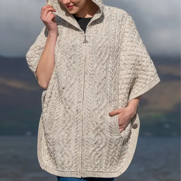 Women's Hooded Batwing Jacket With Celtic Knot Zipper Pull - Zivinfo.com 