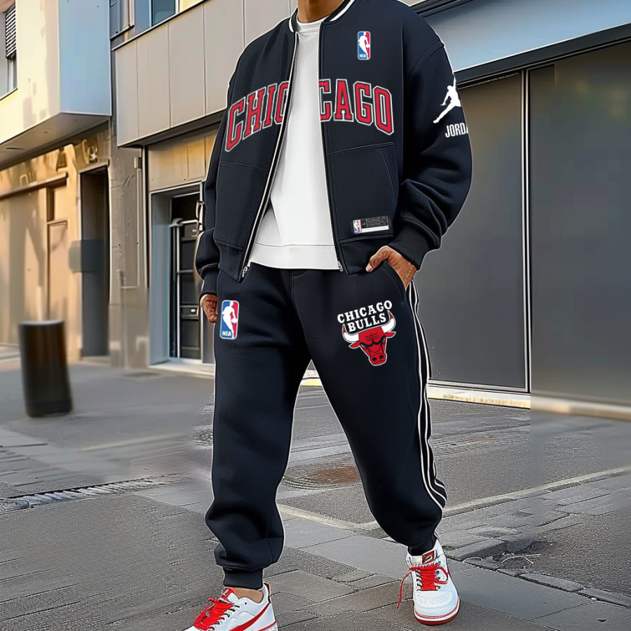 

Basketball Print Jacket & Sweatpants Casual Set