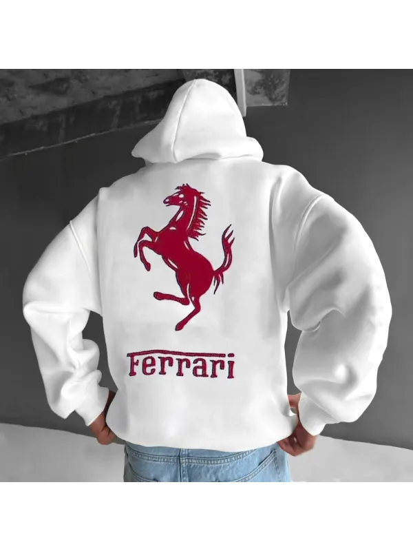 Casual Racing Lettering Embroidered Hoodie - Aptkoi.com 