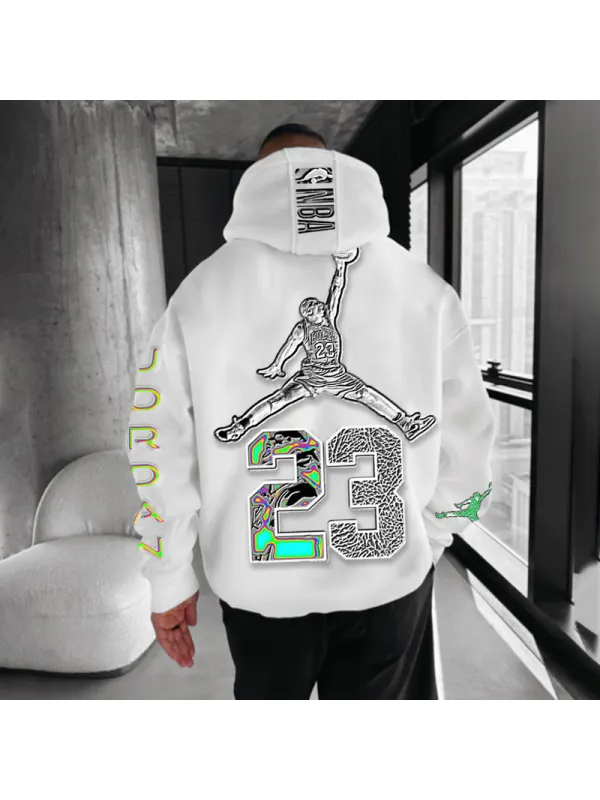 Oversized Unisex Basketball Print Hoodie - Aptkoi.com 