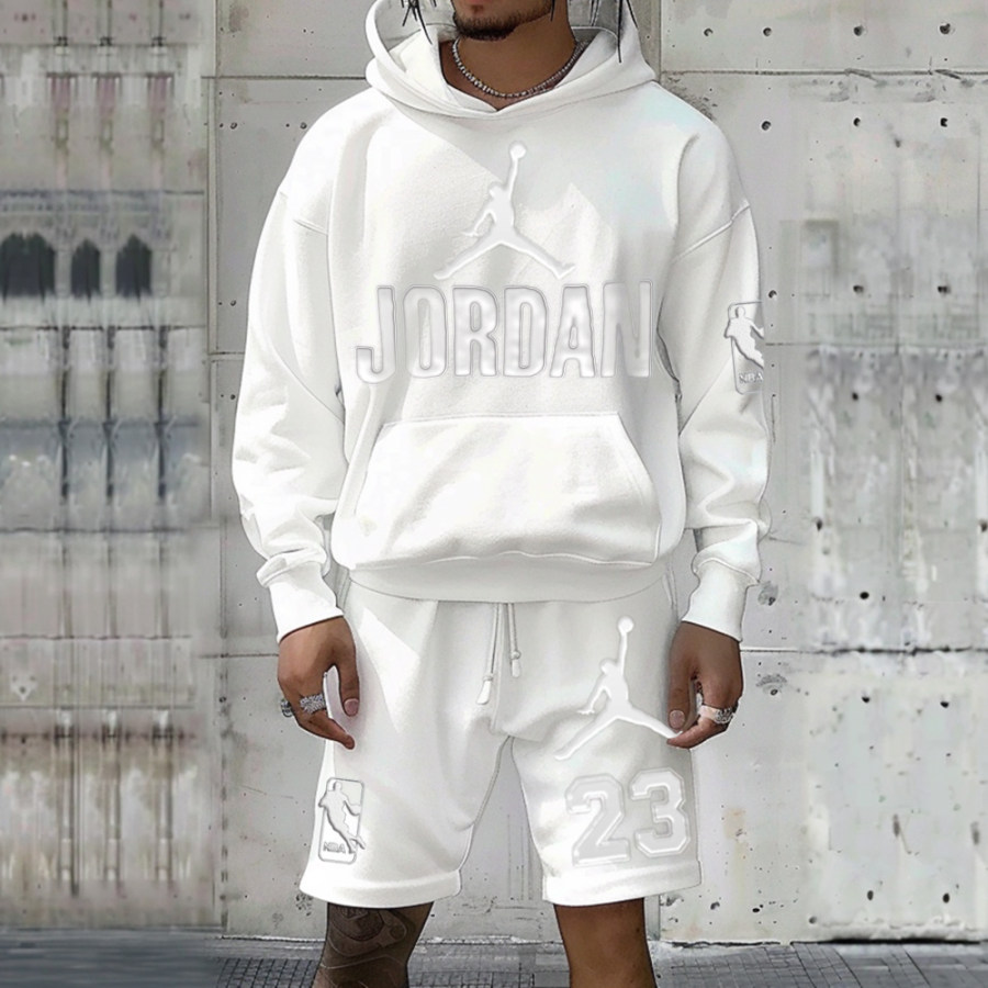 

Oversized Unisex Basketball Print Sweatshirt And Sweat Shorts Leisure Set