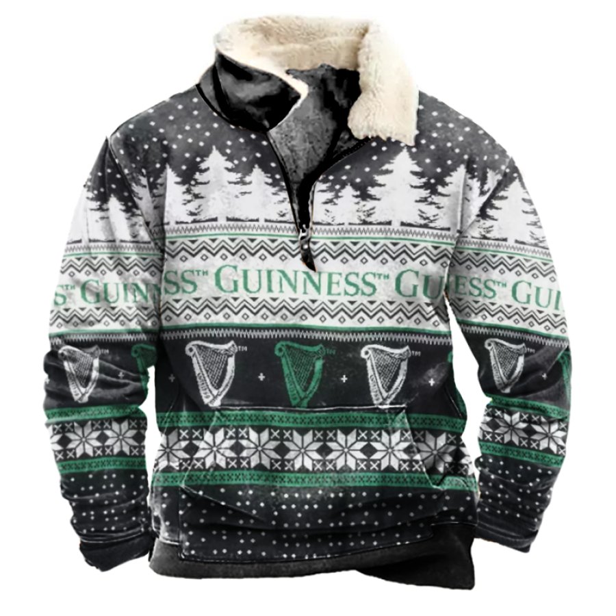 

Men's Germany Black Beer Party Ugly Christmas 3D Print Forest Green Sweatshirt