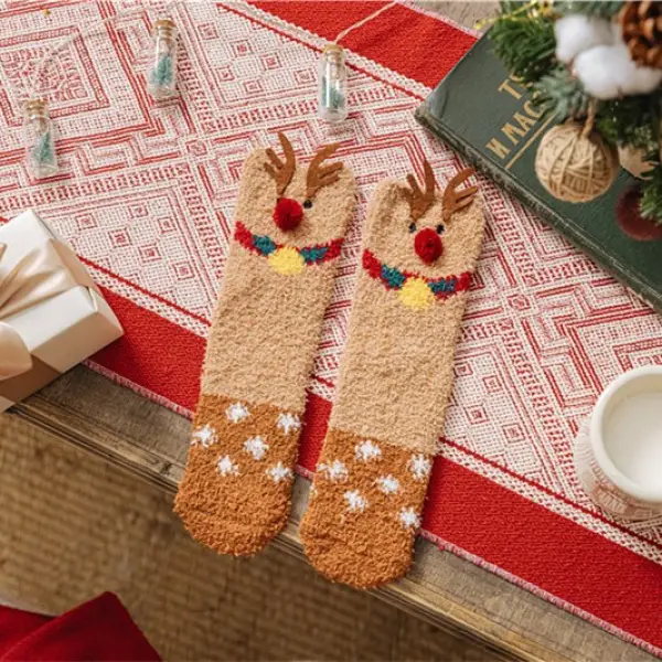 Unisex Christmas Cute Gift Coral Fleece Non-slip Socks - Bustalent.com 