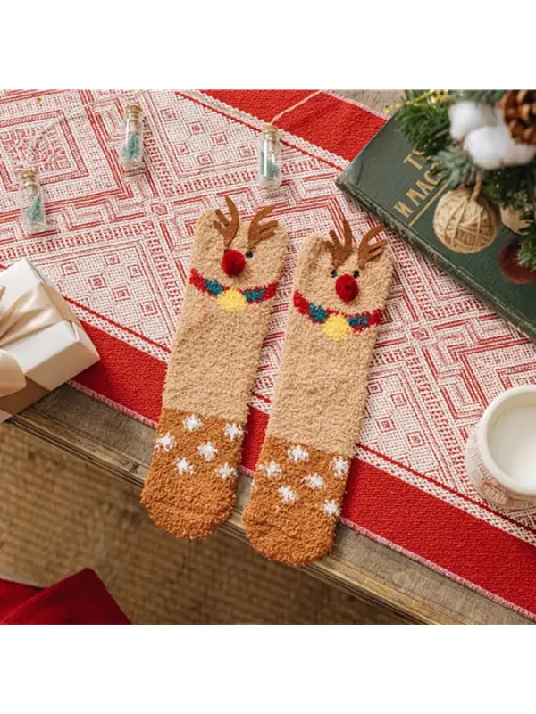 Unisex Christmas Cute Gift Coral Fleece Non-slip Socks - Ootdmw.com 