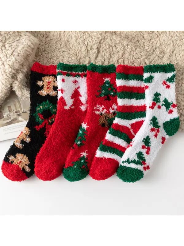 Unisex Christmas Gift Coral Fleece Cute Non-slip Socks - Ootdmw.com 