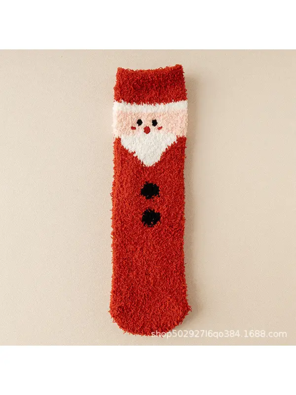 Unisex Christmas Gift Coral Fleece Cute Sleeping Socks - Anrider.com 