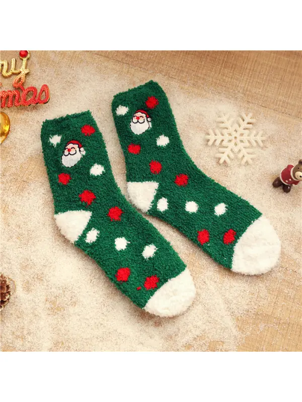 Unisex Christmas Gift Coral Warm Fleece Sleep Socks - Ootdmw.com 
