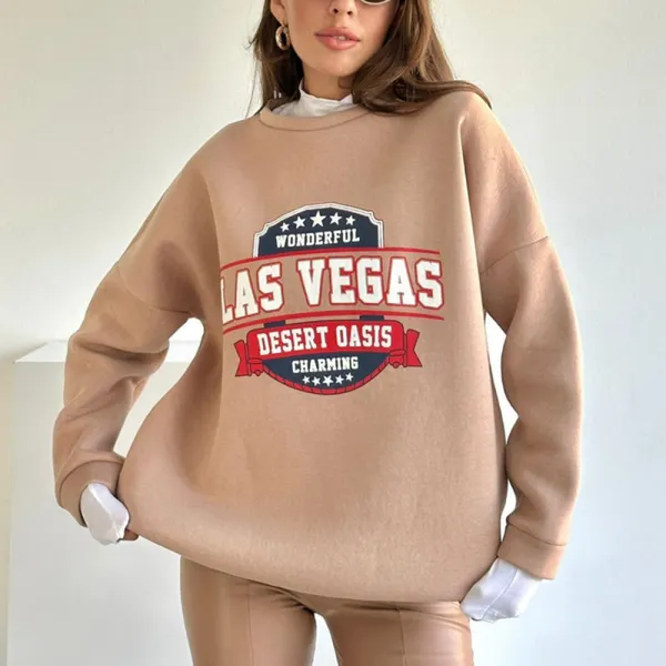 Oversized Women's Printed Casual Crew Neck Sweatshirt - Ootdyouth.com 