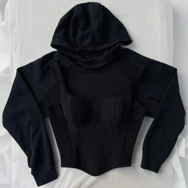 Hoodie Cropped And Matching Corset Top Tailored Specifically - Spiretime.com 