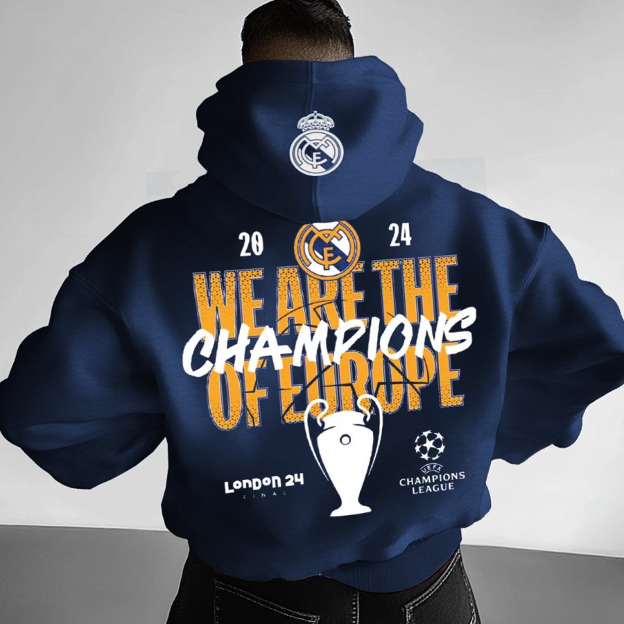

Men's Vintage Football Print Pocket Long Sleeve Oversized Hoodie