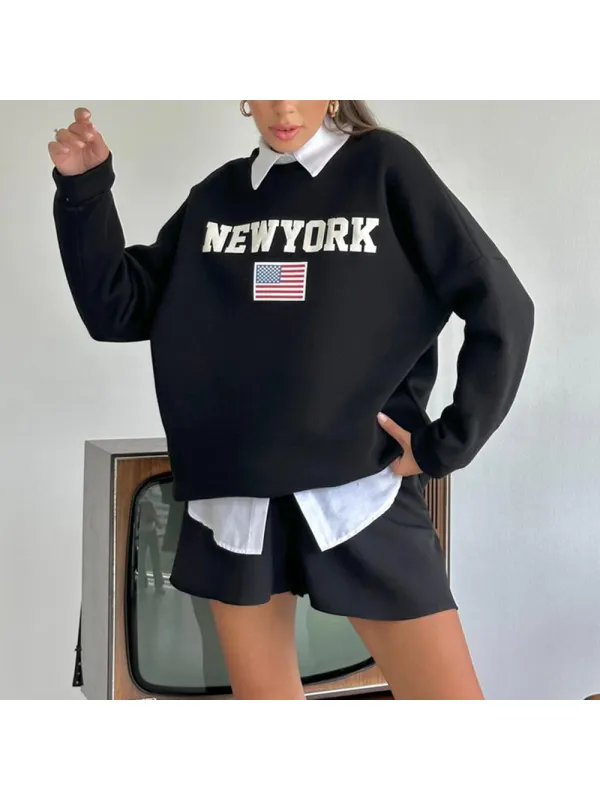 Oversized Women's Preppy Sweatshirt - Ootdmw.com 