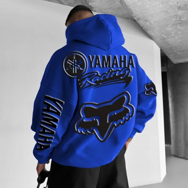 Men's Casual Racing Print Oversized Hoodie - Yesunshine.com 