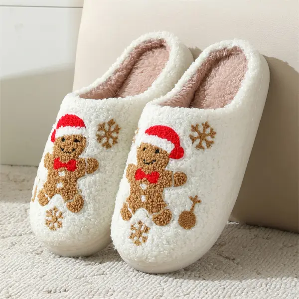 Unisex Gingerbread Man Christmas Cotton Slippers - Ootdyouth.com 
