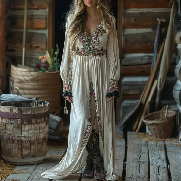 Western Vacation Retro Velvet Long Skirt - Faciway.com 
