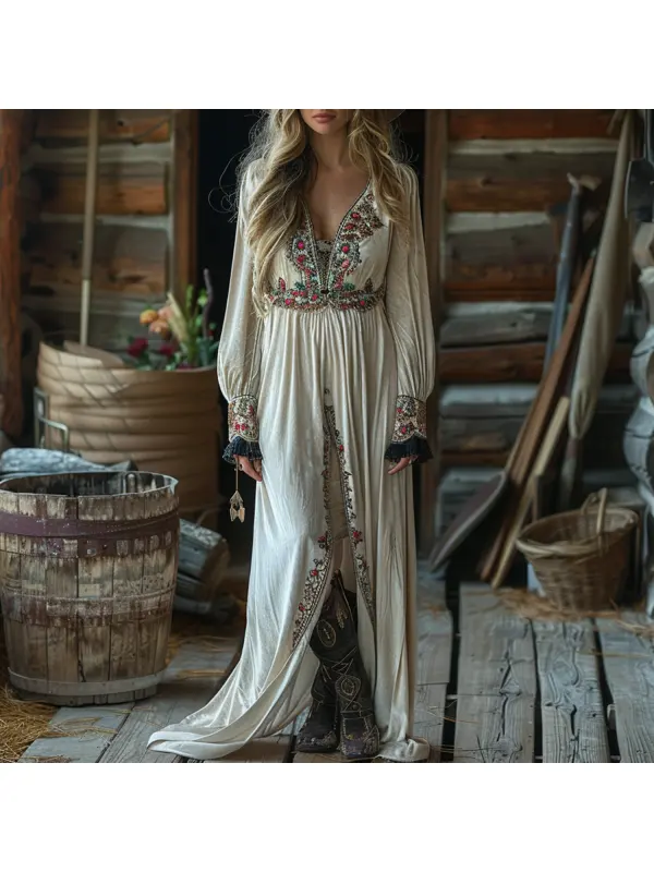 Western Vacation Retro Velvet Long Skirt - Cominbuy.com 