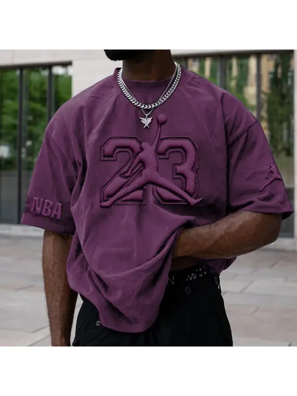 Unisex Vintage Jumper Basketball Print T-shirt - Aptkoi.com 