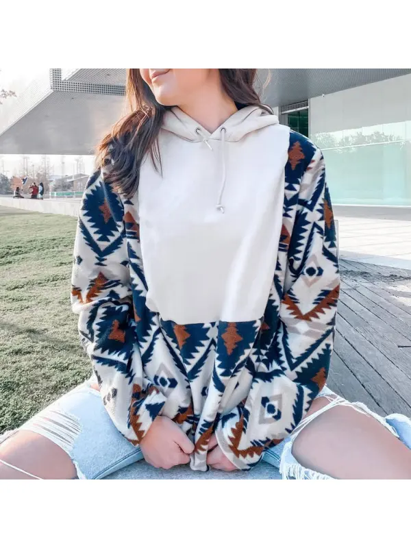 Altez Printed Patchwork Hooded Sweatshirt - Ootdmw.com 