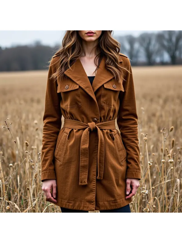 Women's Casual Vintage Suede Lapel Collar Jacket - Ootdmw.com 