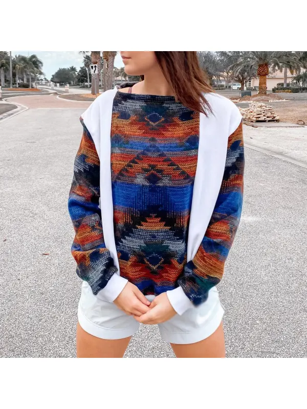 Altez Printed Patchwork Sweatshirt - Ootdmw.com 