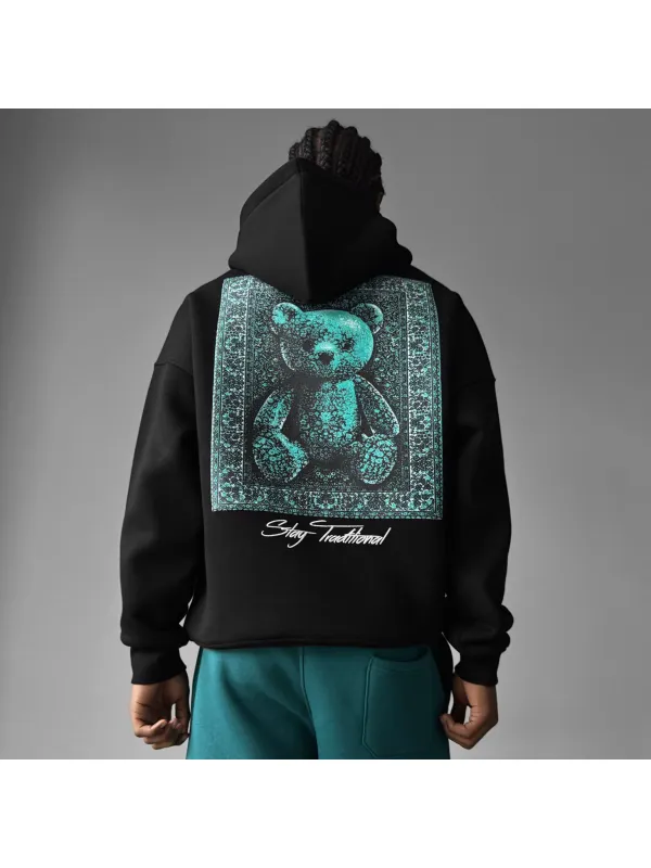 Unisex Bear Print Oversized Hoodie - Shopyiyistories.com 