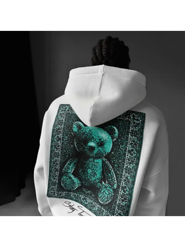 Unisex Bear Printed Relaxed Oversized Hoodie - Shopyiyistories.com 