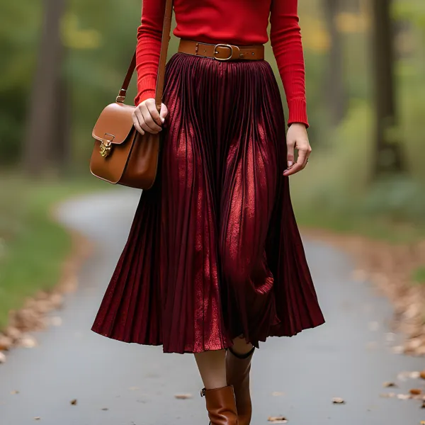 Women's Casual Shiny Skirt - Ootdyouth.com 