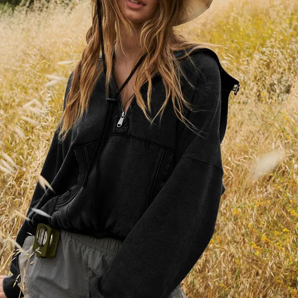 Sweat à Capuche Pour Femmes, Sweat à Capuche De Sport Tendance, Fermeture éclair, Cordon De Serrage, Manches Longues, Veste Supérieure - Zivinfo.com 
