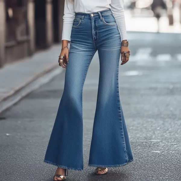 Casual All-Match Denim Flared Trousers - Spiretime.com 
