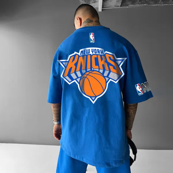 Oversized Basketball Print Casual Tee - Ootdyouth.com 