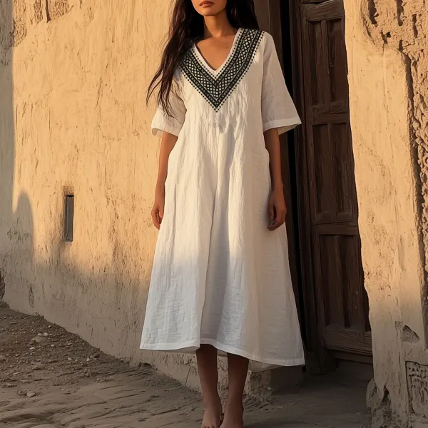Women's Retro Embroidered Lace Dress - Ootdyouth.com 