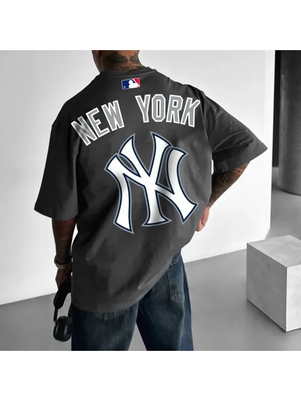 Baseball Print Oversized Short Sleeve T-Shirt - Aptkoi.com 