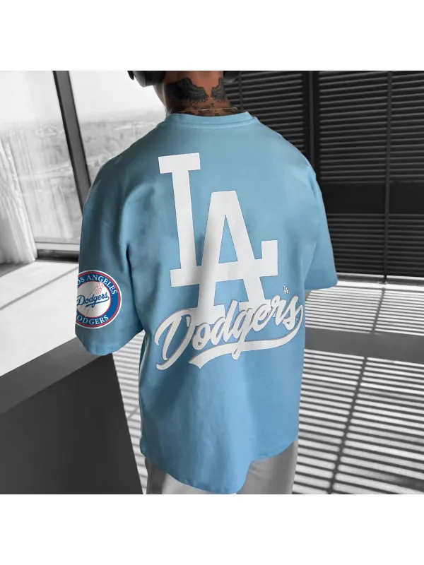 Stylish Baseball Print Oversized Short Sleeve T-Shirt - Aptkoi.com 