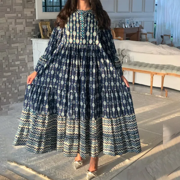 Womens Middle Eastern Vintage Bohemian Geometric Art Jalabiya - Spiretime.com 