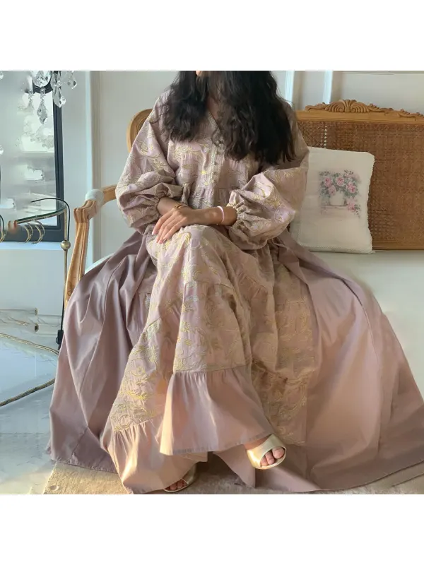Women's Middle Eastern Simple Casual Jalabiya - Ootdmw.com 