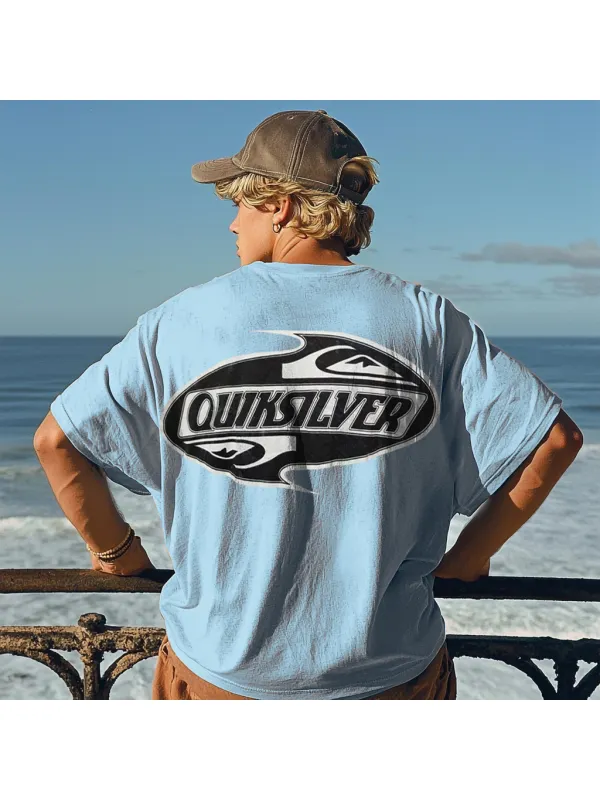 Unisex Retro Surf Logo Print Surf T-shirt - Aptkoi.com 