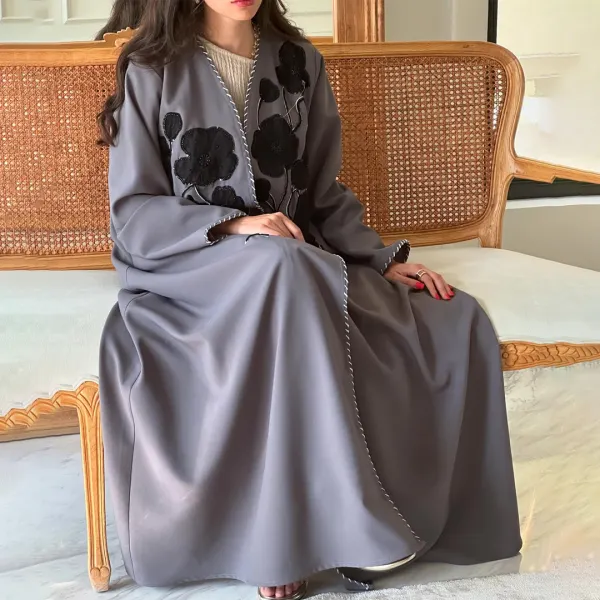 Women's Middle Eastern Floral Jalabiya Cardigan - Spiretime.com 