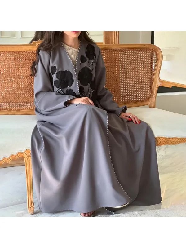Women's Middle Eastern Floral Jalabiya Cardigan - Ootdmw.com 