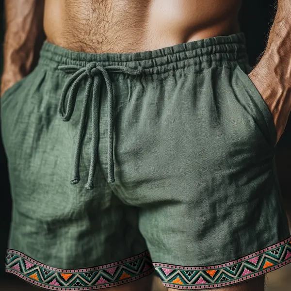 Men's Retro Casual Linen Shorts - Spiretime.com 