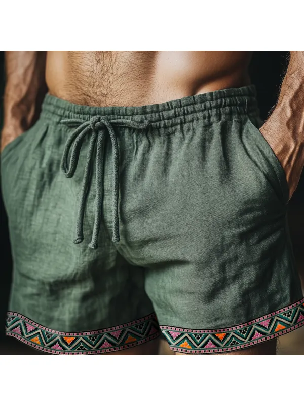 Men's Retro Casual Linen Shorts - Anrider.com 