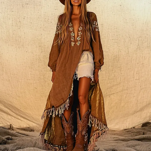 Womens Bohemian Ethnic Holiday Casual Dress - Spiretime.com 