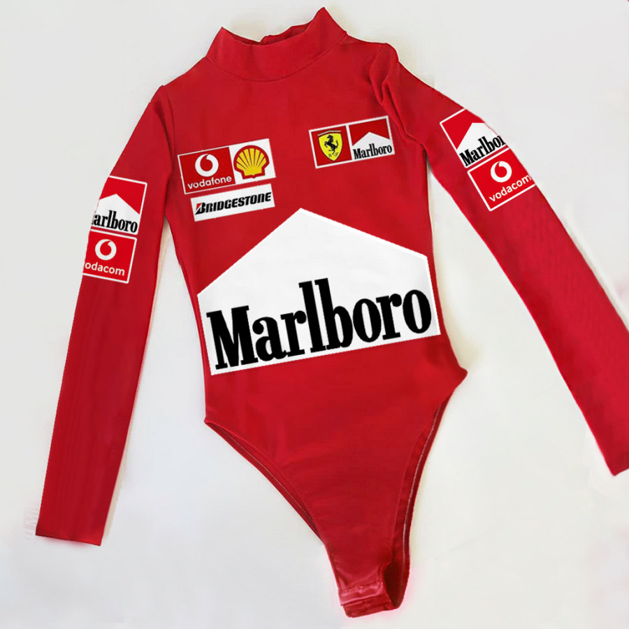 

Women's Marlboro Racing Team Print Spice One-Piece Long Sleeve Top