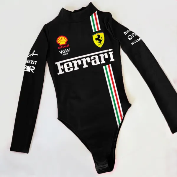 Women's Racing Hottie Slim Fit Long Sleeve One-Piece Top - Spiretime.com 