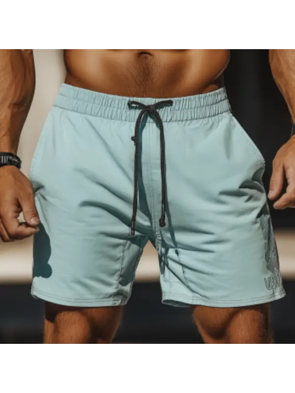 Summer Light Blue Quick-Dry Beach Men's Shorts - Ootdmw.com 