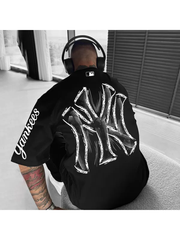 Baseball Print Oversized T-shirt - Aptkoi.com 
