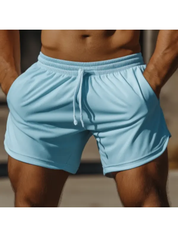 Light Blue Summer Athletic Men's Shorts - Ootdmw.com 