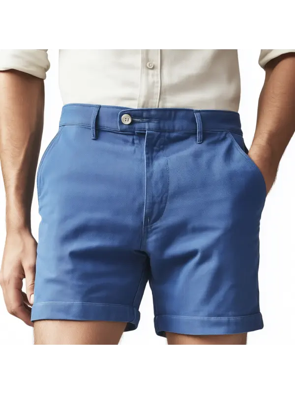 Blue Chino Shorts For Men - Ootdmw.com 