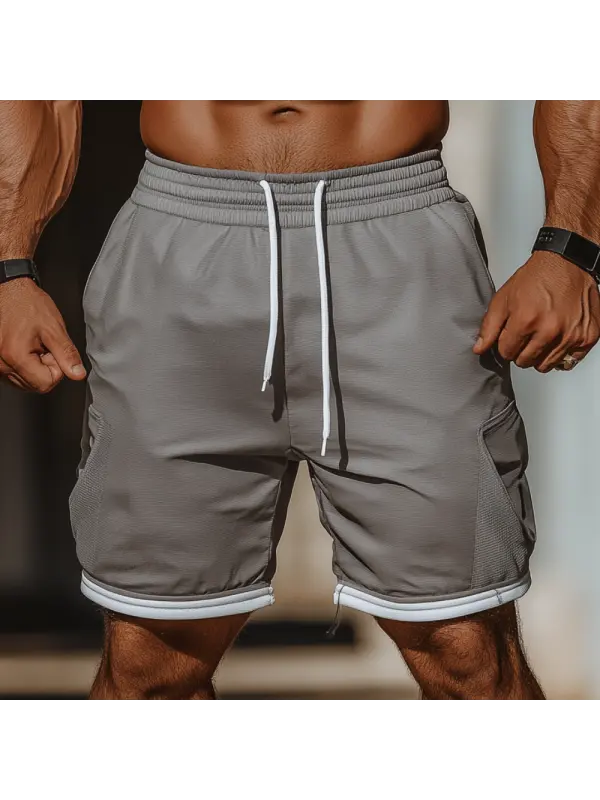 Gray Functional Drawstring Waist Men's Shorts - Ootdmw.com 