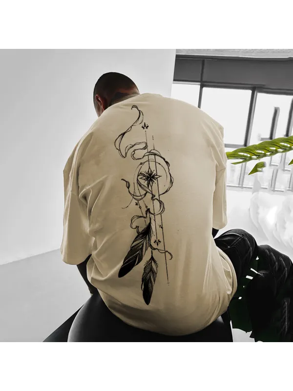 Stylish Feather Design T-Shirt - Ootdmw.com 