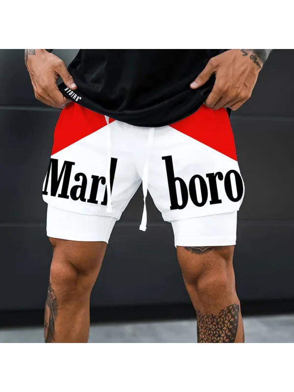 Doppellagige Sportshorts Für Herren Mit Grafikdruck - Ootdmw.com 